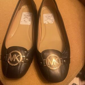 Michael Kors Black Flats with Gold Emblem